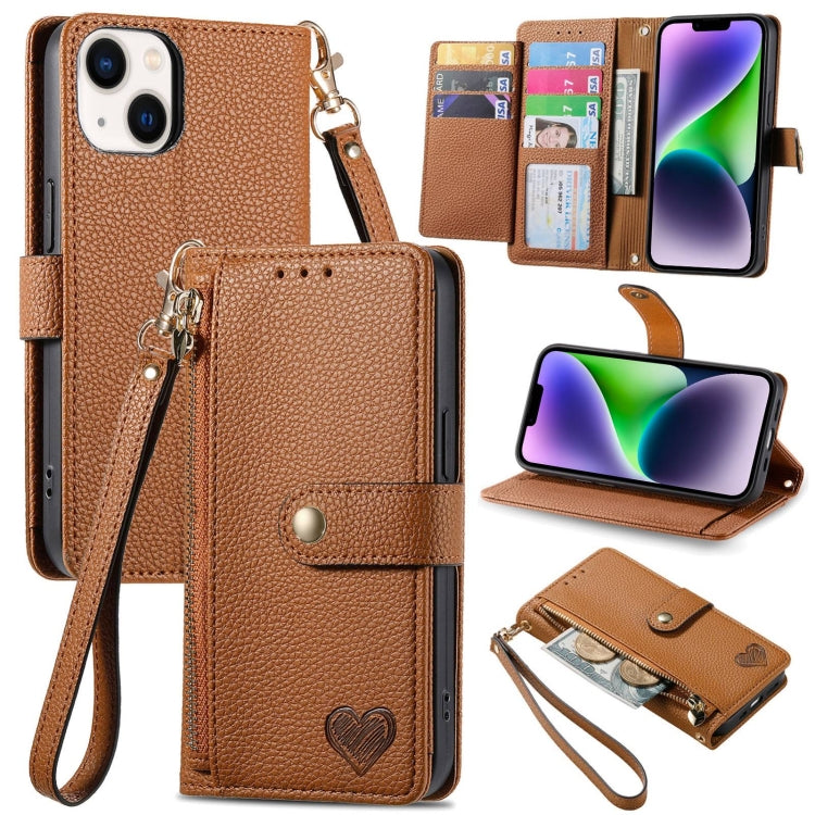 Estuche para teléfono de cuero Love Zipper Lanyard, For iPhone 16, For iPhone 15 Pro Max, For iPhone 15 Pro, For iPhone 15 Plus, For iPhone 15, For iPhone 14 Plus, For iPhone 14, For iPhone 14 Pro