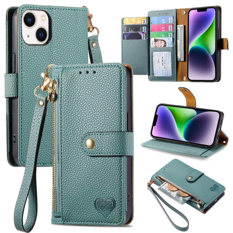 Estuche para teléfono de cuero Love Zipper Lanyard, For iPhone 16, For iPhone 15 Pro Max, For iPhone 15 Pro, For iPhone 15 Plus, For iPhone 15, For iPhone 14 Plus, For iPhone 14, For iPhone 14 Pro
