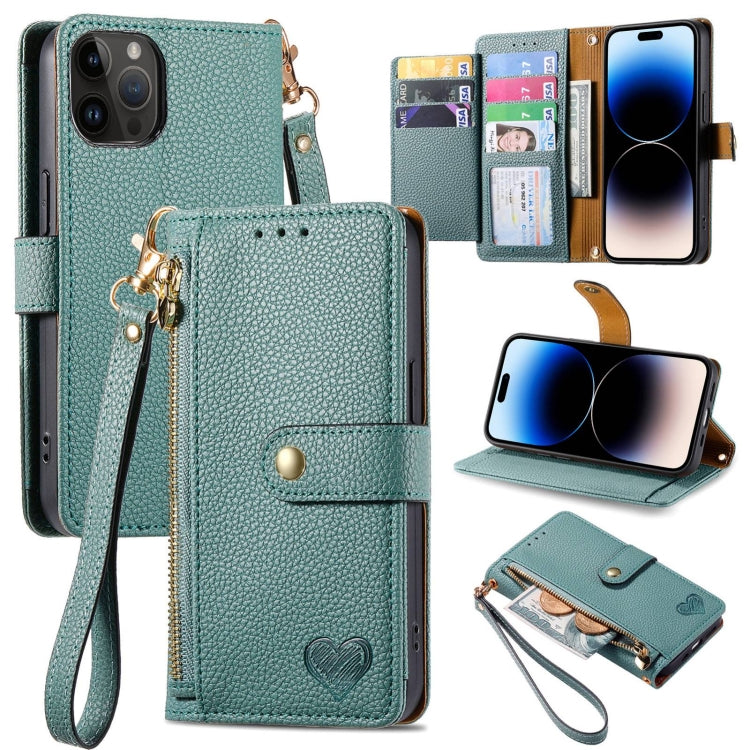 Estuche para teléfono de cuero Love Zipper Lanyard, For iPhone 16, For iPhone 15 Pro Max, For iPhone 15 Pro, For iPhone 15 Plus, For iPhone 15, For iPhone 14 Plus, For iPhone 14, For iPhone 14 Pro