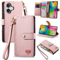 Estuche para teléfono de cuero Love Zipper Lanyard, For iPhone 16, For iPhone 15 Pro Max, For iPhone 15 Pro, For iPhone 15 Plus, For iPhone 15, For iPhone 14 Plus, For iPhone 14, For iPhone 14 Pro