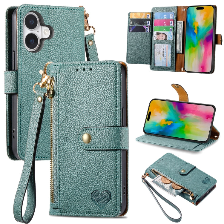 Estuche para teléfono de cuero Love Zipper Lanyard, For iPhone 16, For iPhone 15 Pro Max, For iPhone 15 Pro, For iPhone 15 Plus, For iPhone 15, For iPhone 14 Plus, For iPhone 14, For iPhone 14 Pro
