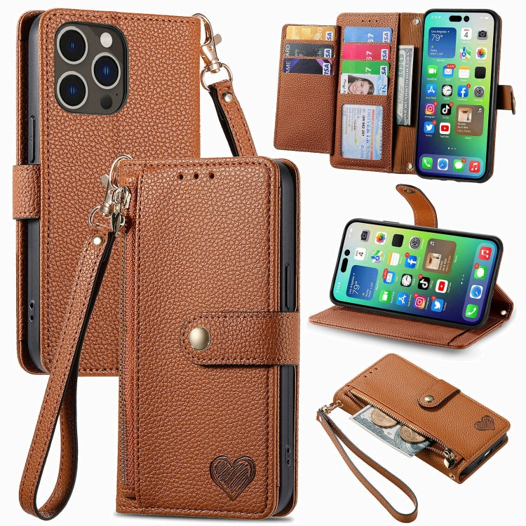 Estuche para teléfono de cuero Love Zipper Lanyard, For iPhone 18 Pro / 17 Pro, For iPhone 18 Pro Max / 17 Pro Max, For iPhone 17e / 16e, For iPhone 17, For iPhone Air, For iPhone 16 Pro Max, For iPhone 16 Pro, For iPhone 16 Plus