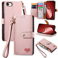 Estuche para teléfono de cuero Love Zipper Lanyard, For iPhone 17e / 16e, For iPhone 17 Pro Max, For iPhone 17 Pro, For iPhone 17, For iPhone Air, For iPhone 16 Pro Max, For iPhone 16 Pro, For iPhone 16 Plus