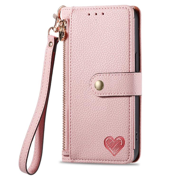 Estuche para teléfono de cuero Love Zipper Lanyard, For iPhone 17e / 16e, For iPhone 17 Pro Max, For iPhone 17 Pro, For iPhone 17, For iPhone Air, For iPhone 16 Pro Max, For iPhone 16 Pro, For iPhone 16 Plus
