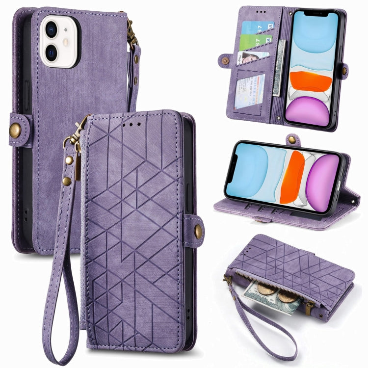 Estuche de teléfono de cuero con hebilla lateral de billetera con cremallera geométrica, For iPhone 11, For iPhone 11 Pro, For iPhone XR, For iPhone XS Max, For iPhone 7 Plus / 8 Plus, For iPhone 6 Plus / 6s Plus, For iPhone 6 / 6s