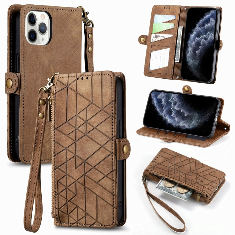 Estuche de teléfono de cuero con hebilla lateral de billetera con cremallera geométrica, For iPhone 11, For iPhone 11 Pro, For iPhone XR, For iPhone XS Max, For iPhone 7 Plus / 8 Plus, For iPhone 6 Plus / 6s Plus, For iPhone 6 / 6s