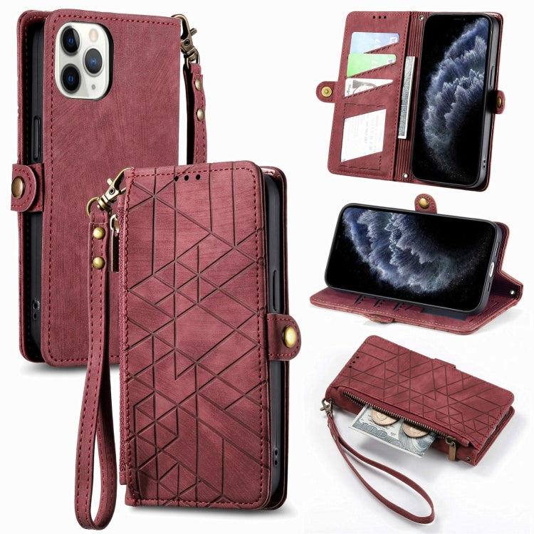 Estuche de teléfono de cuero con hebilla lateral de billetera con cremallera geométrica, For iPhone 11, For iPhone 11 Pro, For iPhone XR, For iPhone XS Max, For iPhone 7 Plus / 8 Plus, For iPhone 6 Plus / 6s Plus, For iPhone 6 / 6s