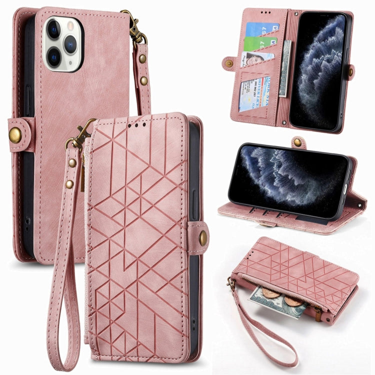Estuche de teléfono de cuero con hebilla lateral de billetera con cremallera geométrica, For iPhone 11, For iPhone 11 Pro, For iPhone XR, For iPhone XS Max, For iPhone 7 Plus / 8 Plus, For iPhone 6 Plus / 6s Plus, For iPhone 6 / 6s