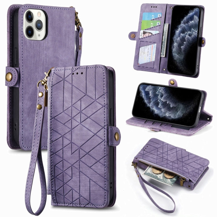 Estuche de teléfono de cuero con hebilla lateral de billetera con cremallera geométrica, For iPhone 11, For iPhone 11 Pro, For iPhone XR, For iPhone XS Max, For iPhone 7 Plus / 8 Plus, For iPhone 6 Plus / 6s Plus, For iPhone 6 / 6s