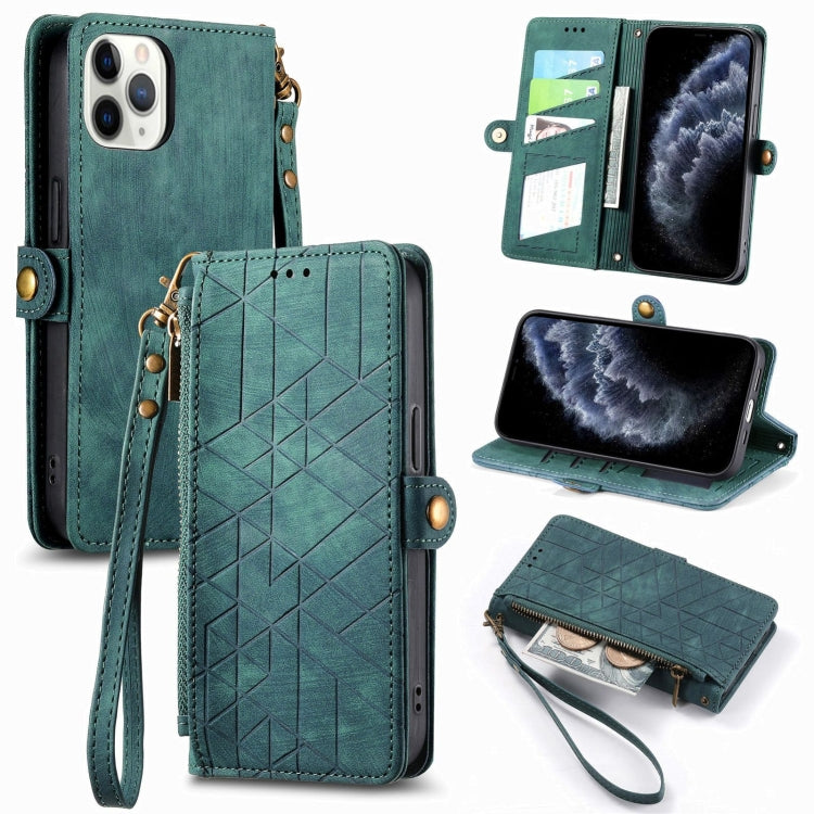 Estuche de teléfono de cuero con hebilla lateral de billetera con cremallera geométrica, For iPhone 11, For iPhone 11 Pro, For iPhone XR, For iPhone XS Max, For iPhone 7 Plus / 8 Plus, For iPhone 6 Plus / 6s Plus, For iPhone 6 / 6s