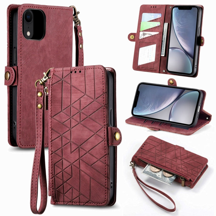 Estuche de teléfono de cuero con hebilla lateral de billetera con cremallera geométrica, For iPhone 11, For iPhone 11 Pro, For iPhone XR, For iPhone XS Max, For iPhone 7 Plus / 8 Plus, For iPhone 6 Plus / 6s Plus, For iPhone 6 / 6s