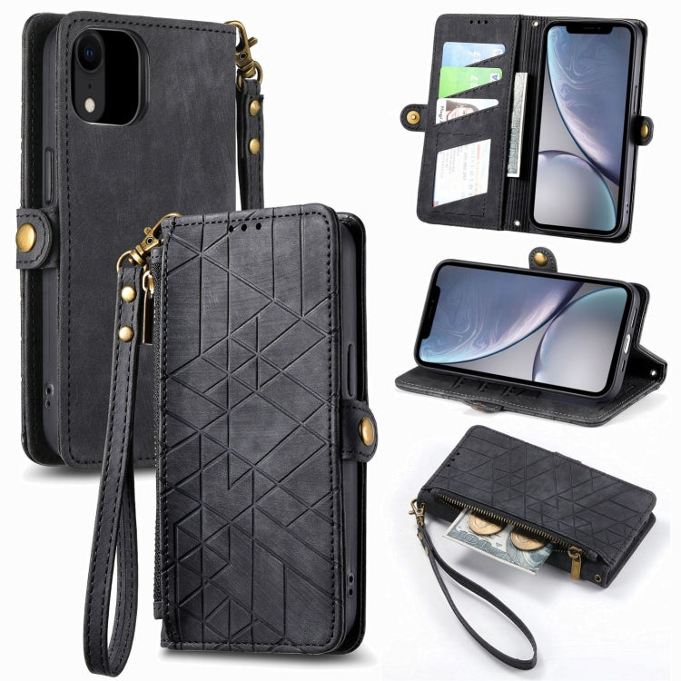 Estuche de teléfono de cuero con hebilla lateral de billetera con cremallera geométrica, For iPhone 11, For iPhone 11 Pro, For iPhone XR, For iPhone XS Max, For iPhone 7 Plus / 8 Plus, For iPhone 6 Plus / 6s Plus, For iPhone 6 / 6s