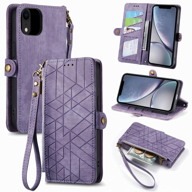Estuche de teléfono de cuero con hebilla lateral de billetera con cremallera geométrica, For iPhone 11, For iPhone 11 Pro, For iPhone XR, For iPhone XS Max, For iPhone 7 Plus / 8 Plus, For iPhone 6 Plus / 6s Plus, For iPhone 6 / 6s
