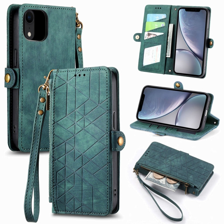 Estuche de teléfono de cuero con hebilla lateral de billetera con cremallera geométrica, For iPhone 11, For iPhone 11 Pro, For iPhone XR, For iPhone XS Max, For iPhone 7 Plus / 8 Plus, For iPhone 6 Plus / 6s Plus, For iPhone 6 / 6s