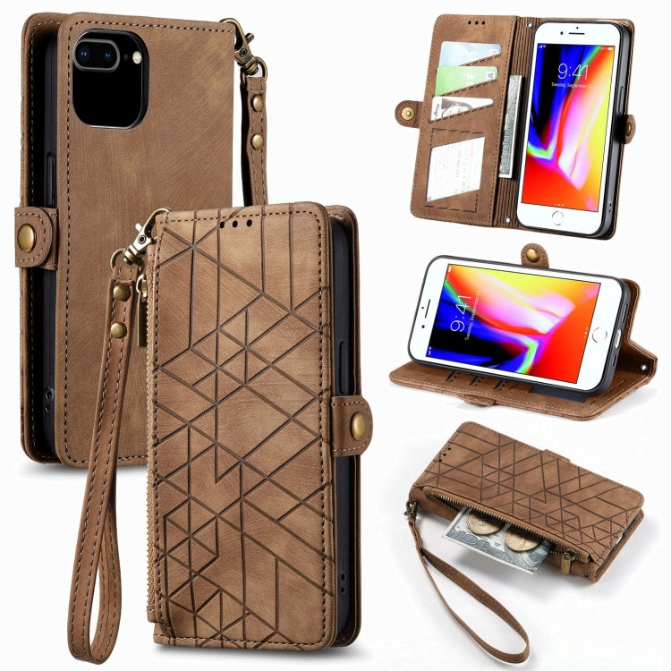 Estuche de teléfono de cuero con hebilla lateral de billetera con cremallera geométrica, For iPhone 11, For iPhone 11 Pro, For iPhone XR, For iPhone XS Max, For iPhone 7 Plus / 8 Plus, For iPhone 6 Plus / 6s Plus, For iPhone 6 / 6s
