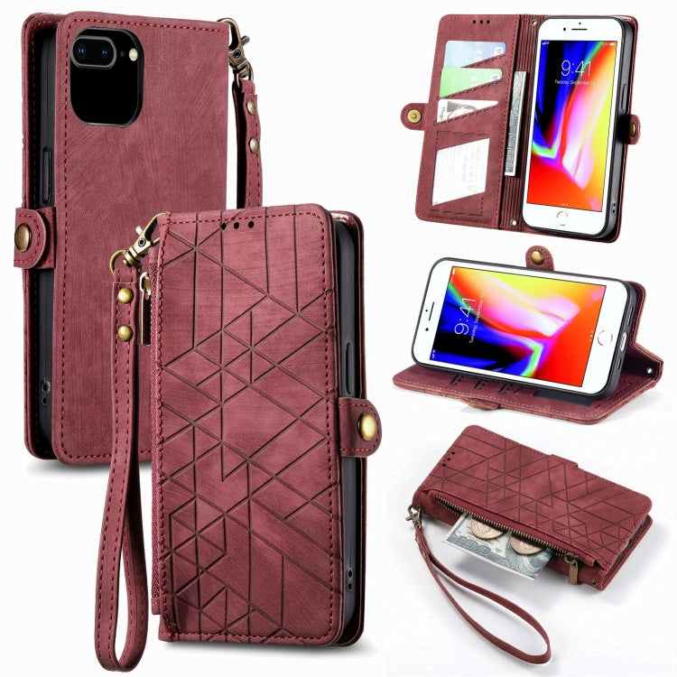 Estuche de teléfono de cuero con hebilla lateral de billetera con cremallera geométrica, For iPhone 11, For iPhone 11 Pro, For iPhone XR, For iPhone XS Max, For iPhone 7 Plus / 8 Plus, For iPhone 6 Plus / 6s Plus, For iPhone 6 / 6s