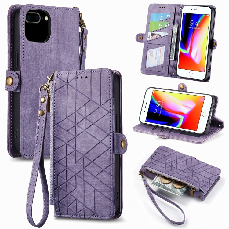 Estuche de teléfono de cuero con hebilla lateral de billetera con cremallera geométrica, For iPhone 11, For iPhone 11 Pro, For iPhone XR, For iPhone XS Max, For iPhone 7 Plus / 8 Plus, For iPhone 6 Plus / 6s Plus, For iPhone 6 / 6s