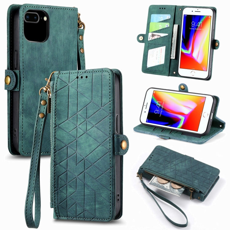 Estuche de teléfono de cuero con hebilla lateral de billetera con cremallera geométrica, For iPhone 11, For iPhone 11 Pro, For iPhone XR, For iPhone XS Max, For iPhone 7 Plus / 8 Plus, For iPhone 6 Plus / 6s Plus, For iPhone 6 / 6s