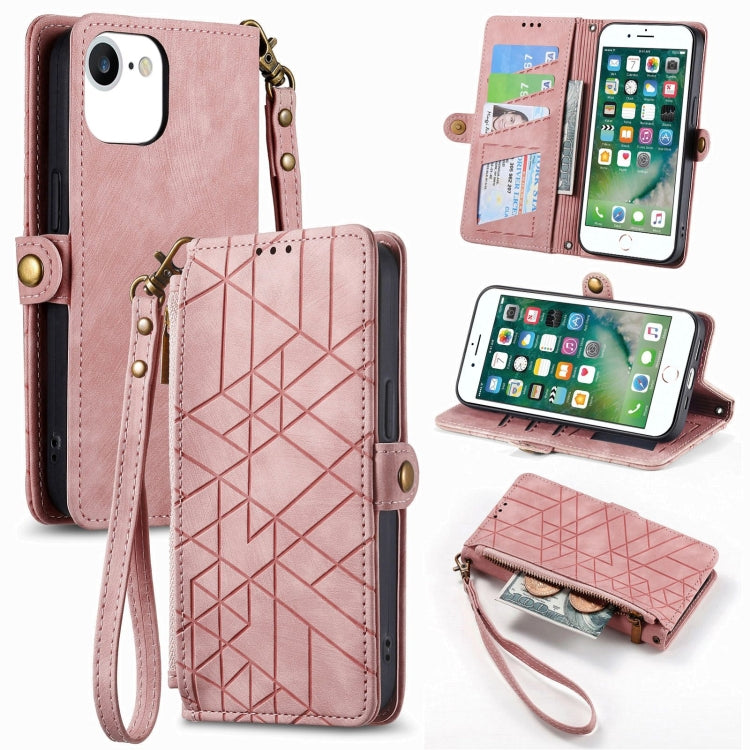 Estuche de teléfono de cuero con hebilla lateral de billetera con cremallera geométrica, For iPhone 11, For iPhone 11 Pro, For iPhone XR, For iPhone XS Max, For iPhone 7 Plus / 8 Plus, For iPhone 6 Plus / 6s Plus, For iPhone 6 / 6s