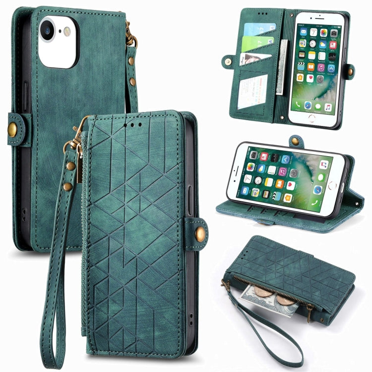 Estuche de teléfono de cuero con hebilla lateral de billetera con cremallera geométrica, For iPhone 11, For iPhone 11 Pro, For iPhone XR, For iPhone XS Max, For iPhone 7 Plus / 8 Plus, For iPhone 6 Plus / 6s Plus, For iPhone 6 / 6s
