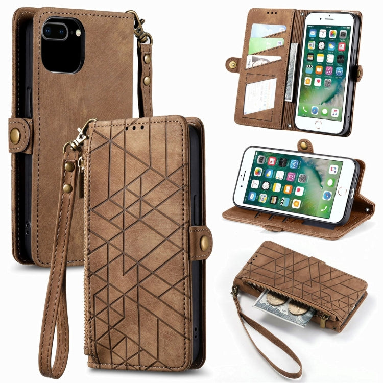 Estuche de teléfono de cuero con hebilla lateral de billetera con cremallera geométrica, For iPhone 11, For iPhone 11 Pro, For iPhone XR, For iPhone XS Max, For iPhone 7 Plus / 8 Plus, For iPhone 6 Plus / 6s Plus, For iPhone 6 / 6s