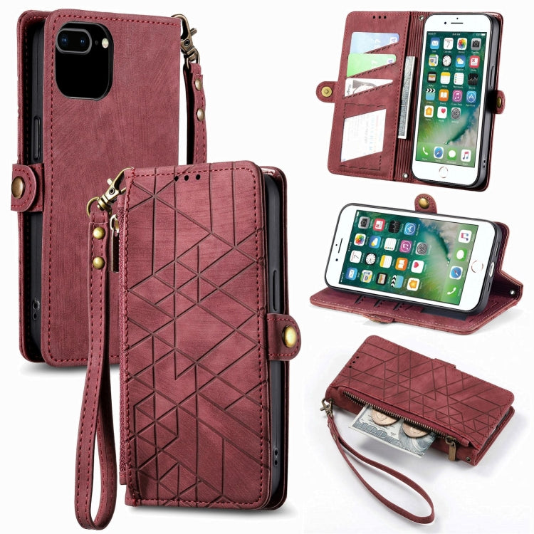 Estuche de teléfono de cuero con hebilla lateral de billetera con cremallera geométrica, For iPhone 11, For iPhone 11 Pro, For iPhone XR, For iPhone XS Max, For iPhone 7 Plus / 8 Plus, For iPhone 6 Plus / 6s Plus, For iPhone 6 / 6s