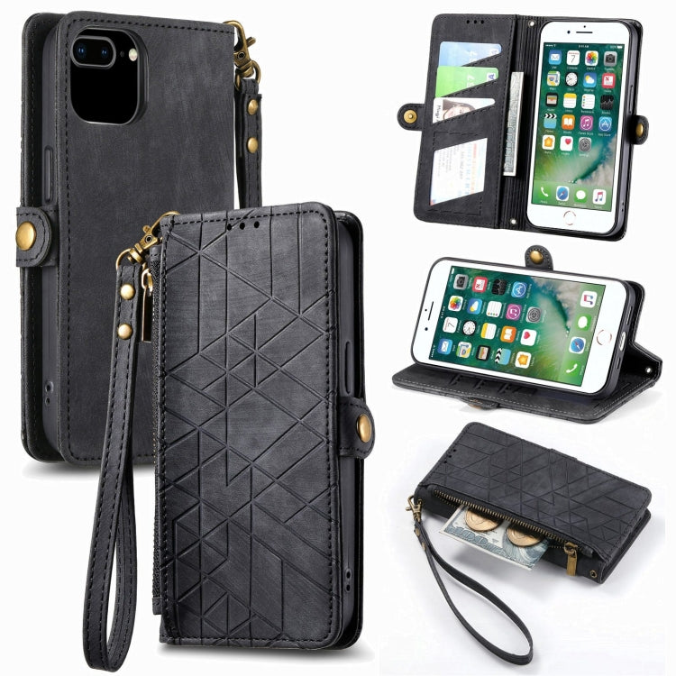 Estuche de teléfono de cuero con hebilla lateral de billetera con cremallera geométrica, For iPhone 11, For iPhone 11 Pro, For iPhone XR, For iPhone XS Max, For iPhone 7 Plus / 8 Plus, For iPhone 6 Plus / 6s Plus, For iPhone 6 / 6s