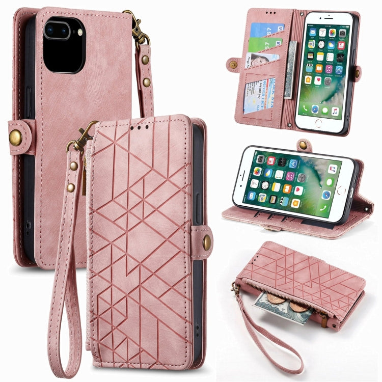 Estuche de teléfono de cuero con hebilla lateral de billetera con cremallera geométrica, For iPhone 11, For iPhone 11 Pro, For iPhone XR, For iPhone XS Max, For iPhone 7 Plus / 8 Plus, For iPhone 6 Plus / 6s Plus, For iPhone 6 / 6s