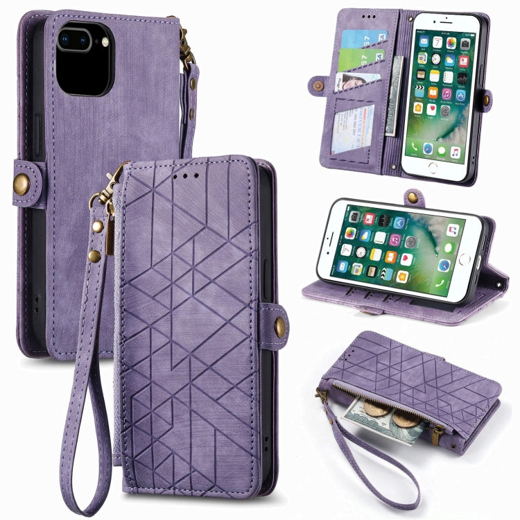 Estuche de teléfono de cuero con hebilla lateral de billetera con cremallera geométrica, For iPhone 11, For iPhone 11 Pro, For iPhone XR, For iPhone XS Max, For iPhone 7 Plus / 8 Plus, For iPhone 6 Plus / 6s Plus, For iPhone 6 / 6s