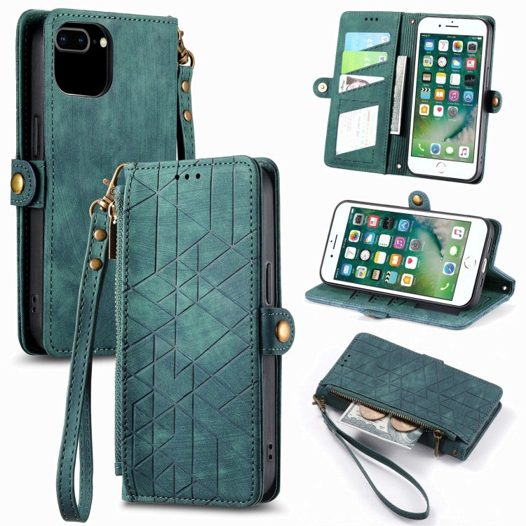Estuche de teléfono de cuero con hebilla lateral de billetera con cremallera geométrica, For iPhone 11, For iPhone 11 Pro, For iPhone XR, For iPhone XS Max, For iPhone 7 Plus / 8 Plus, For iPhone 6 Plus / 6s Plus, For iPhone 6 / 6s