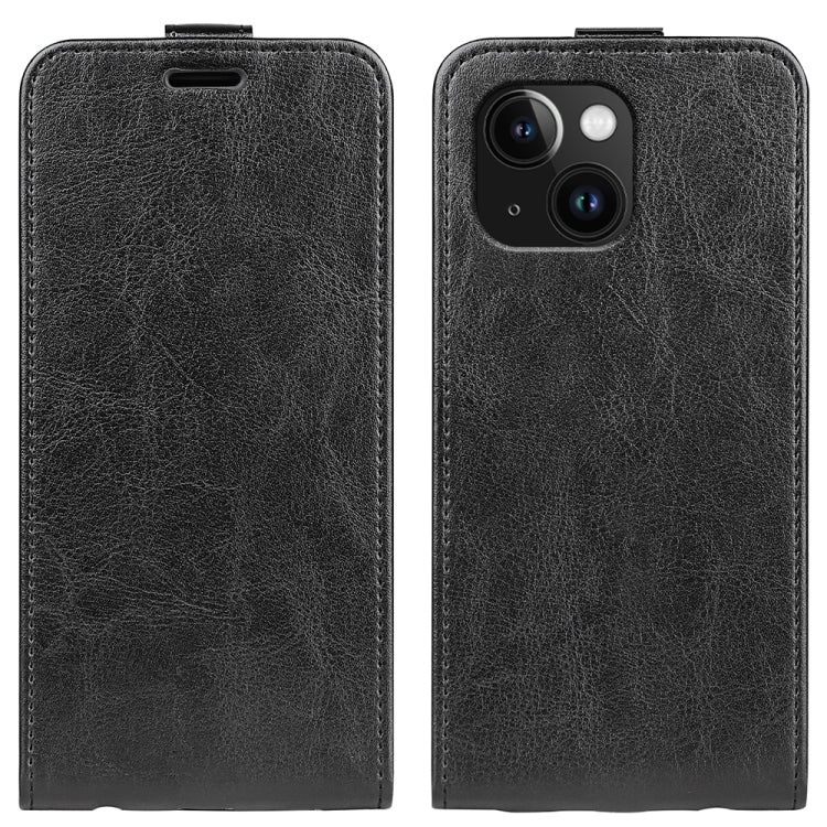 Estuche de cuero para teléfono con tapa vertical individual con textura R64, For iPhone 15