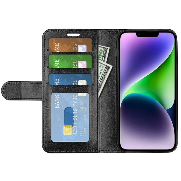 Estuche para teléfono de cuero con tapa horizontal con textura R64, For iPhone 15