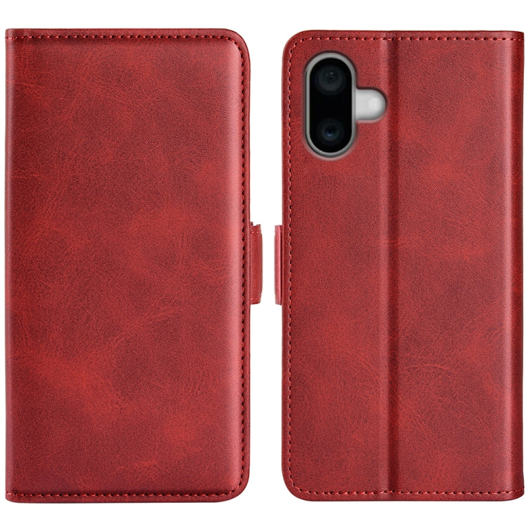 Estuche para teléfono de cuero con tapa horizontal y hebilla magnética de doble cara, For iPhone 18 Pro / 17 Pro, For iPhone 18 Pro Max / 17 Pro Max, For iPhone 17e / 16e, For iPhone 17, For iPhone Air, For iPhone 16 Pro Max, For iPhone 16 Pro         ...