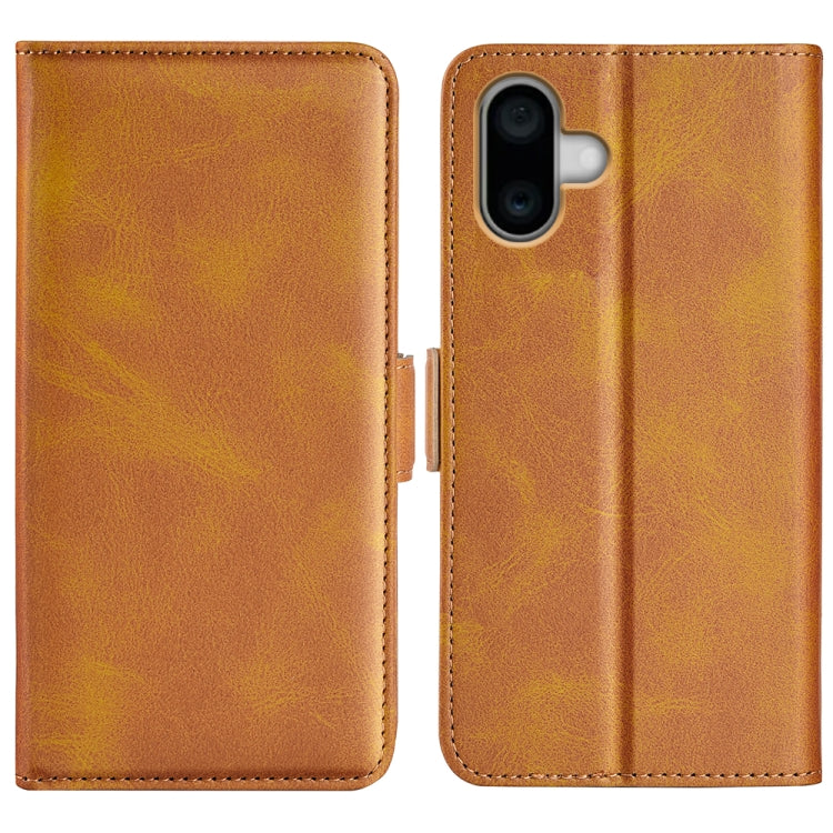 Estuche para teléfono de cuero con tapa horizontal y hebilla magnética de doble cara, For iPhone 18 Pro / 17 Pro, For iPhone 18 Pro Max / 17 Pro Max, For iPhone 17e / 16e, For iPhone 17, For iPhone Air, For iPhone 16 Pro Max, For iPhone 16 Pro         ...