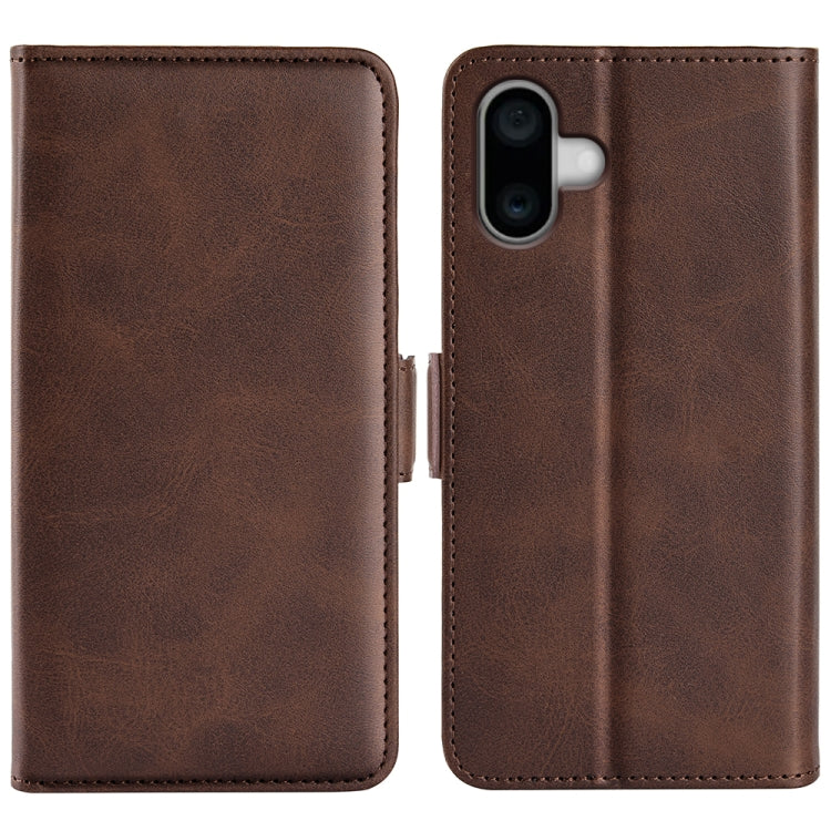 Estuche para teléfono de cuero con tapa horizontal y hebilla magnética de doble cara, For iPhone 18 Pro / 17 Pro, For iPhone 18 Pro Max / 17 Pro Max, For iPhone 17e / 16e, For iPhone 17, For iPhone Air, For iPhone 16 Pro Max, For iPhone 16 Pro         ...