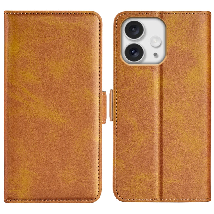 Estuche para teléfono de cuero con tapa horizontal y hebilla magnética de doble cara, For iPhone 18 Pro / 17 Pro, For iPhone 18 Pro Max / 17 Pro Max, For iPhone 17e / 16e, For iPhone 17, For iPhone Air, For iPhone 16 Pro Max, For iPhone 16 Pro         ...