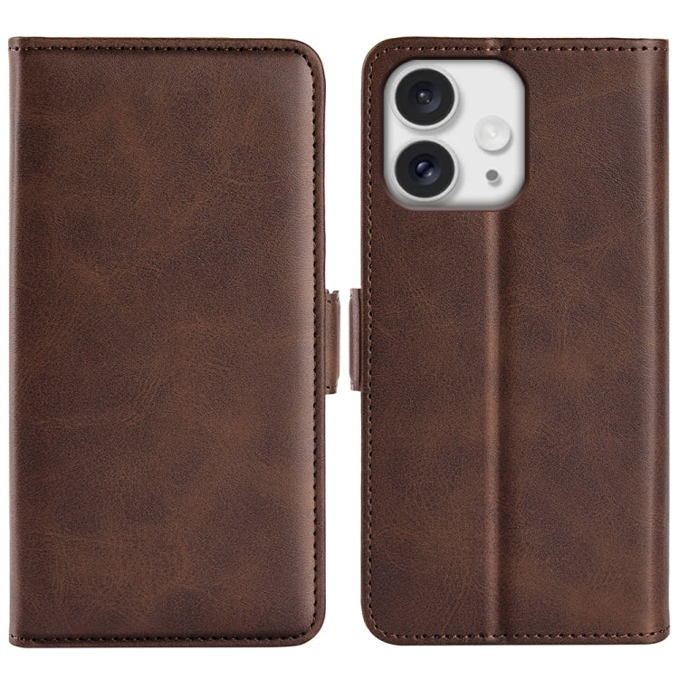 Estuche para teléfono de cuero con tapa horizontal y hebilla magnética de doble cara, For iPhone 18 Pro / 17 Pro, For iPhone 18 Pro Max / 17 Pro Max, For iPhone 17e / 16e, For iPhone 17, For iPhone Air, For iPhone 16 Pro Max, For iPhone 16 Pro         ...
