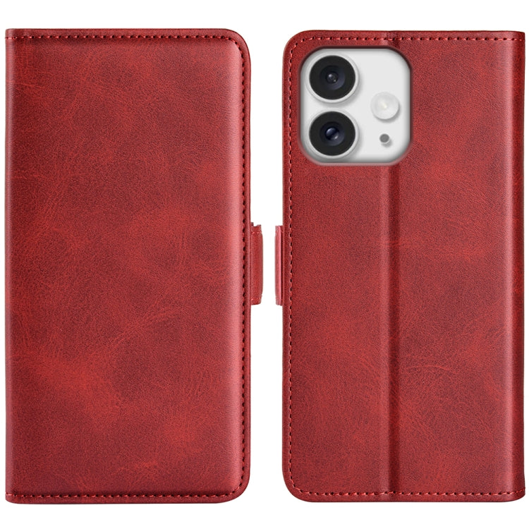 Estuche para teléfono de cuero con tapa horizontal y hebilla magnética de doble cara, For iPhone 18 Pro / 17 Pro, For iPhone 18 Pro Max / 17 Pro Max, For iPhone 17e / 16e, For iPhone 17, For iPhone Air, For iPhone 16 Pro Max, For iPhone 16 Pro         ...