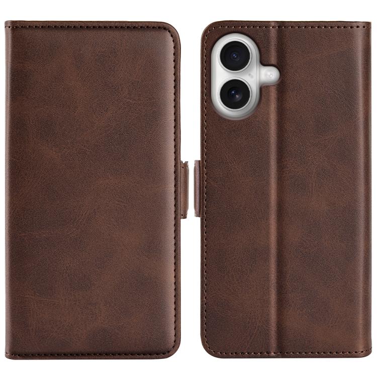 Estuche para teléfono de cuero con tapa horizontal y hebilla magnética de doble cara, For iPhone 18 Pro / 17 Pro, For iPhone 18 Pro Max / 17 Pro Max, For iPhone 17e / 16e, For iPhone 17, For iPhone Air, For iPhone 16 Pro Max, For iPhone 16 Pro         ...