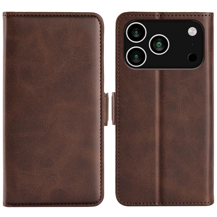 Estuche para teléfono de cuero con tapa horizontal y hebilla magnética de doble cara, For iPhone 18 Pro / 17 Pro, For iPhone 18 Pro Max / 17 Pro Max, For iPhone 17e / 16e, For iPhone 17, For iPhone Air, For iPhone 16 Pro Max, For iPhone 16 Pro         ...