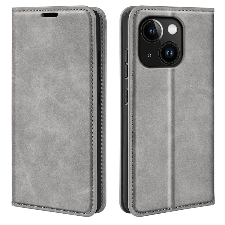 Estuche para teléfono de cuero con succión magnética de piel retro, For iPhone 15 Pro Max, For iPhone 15 Pro, For iPhone 15 Plus, For iPhone 15