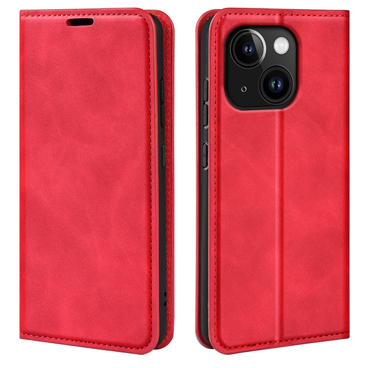 Estuche para teléfono de cuero con succión magnética de piel retro, For iPhone 15 Pro Max, For iPhone 15 Pro, For iPhone 15 Plus, For iPhone 15