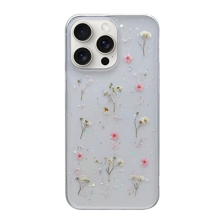 Estuche protector de teléfono TPU con patrón de flores de Gypsophila, For iPhone 17e / 16e, For iPhone 16 Pro Max, For iPhone 16 Pro, For iPhone 16 Plus, For iPhone 16, For iPhone 15 Pro Max, For iPhone 15 Pro, For iPhone 15 Plus, For iPhone 15