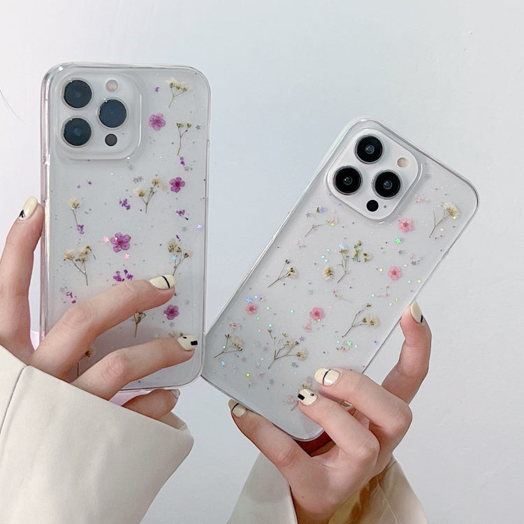 Estuche protector de teléfono TPU con patrón de flores de Gypsophila, For iPhone 17e / 16e, For iPhone 16 Pro Max, For iPhone 16 Pro, For iPhone 16 Plus, For iPhone 16, For iPhone 15 Pro Max, For iPhone 15 Pro, For iPhone 15 Plus, For iPhone 15