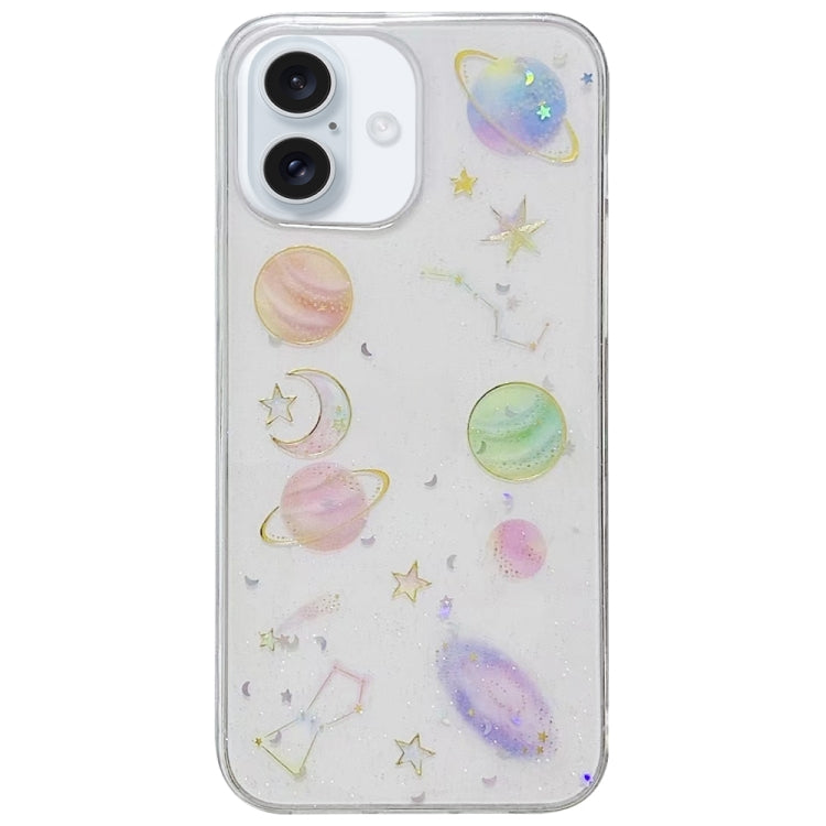 Cosmic Star Glitter Epoxi TPU Funda para teléfono, For iPhone 17e / 16e, For iPhone 16 Pro Max, For iPhone 16 Pro, For iPhone 16 Plus, For iPhone 16, For iPhone 15 Pro Max, For iPhone 15 Pro, For iPhone 15 Plus, For iPhone 15