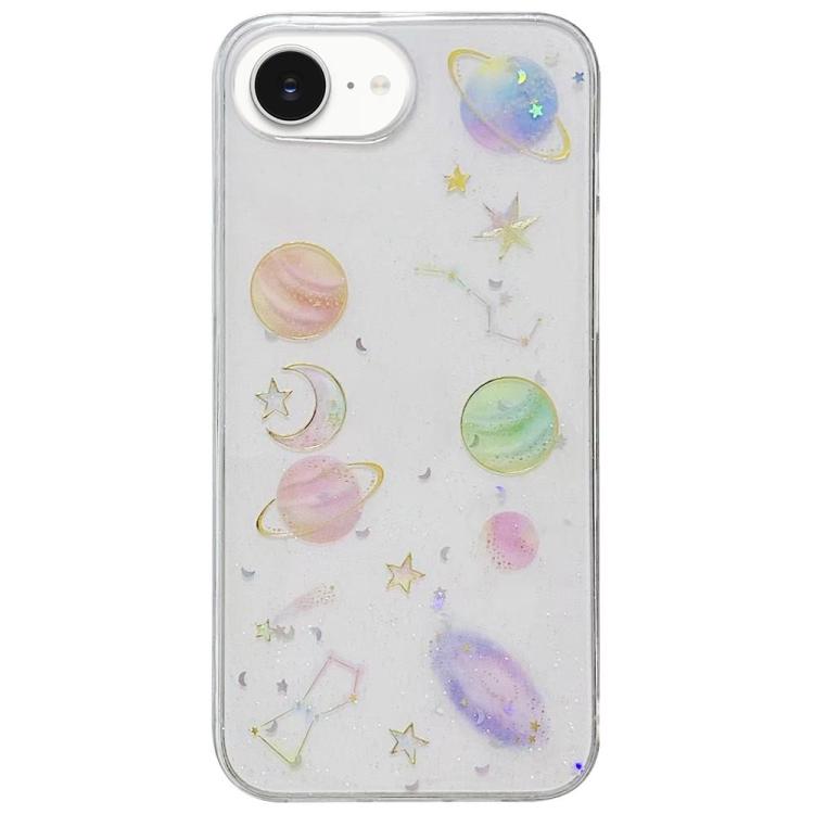 Cosmic Star Glitter Epoxi TPU Funda para teléfono, For iPhone 17e / 16e, For iPhone 16 Pro Max, For iPhone 16 Pro, For iPhone 16 Plus, For iPhone 16, For iPhone 15 Pro Max, For iPhone 15 Pro, For iPhone 15 Plus, For iPhone 15