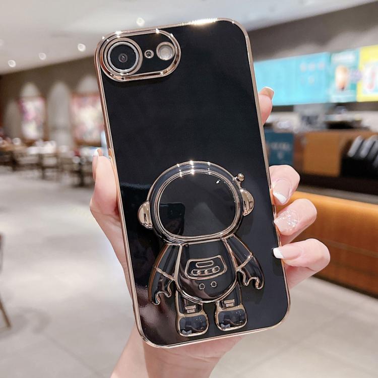 Caja del teléfono del soporte del astronauta de galvanoplastia, For iPhone 17e / 16e, For iPhone 17 Pro Max, For iPhone 17 Pro, For iPhone 17, For iPhone Air, For iPhone 16 Pro Max, For iPhone 16 Pro, For iPhone 16 Plus