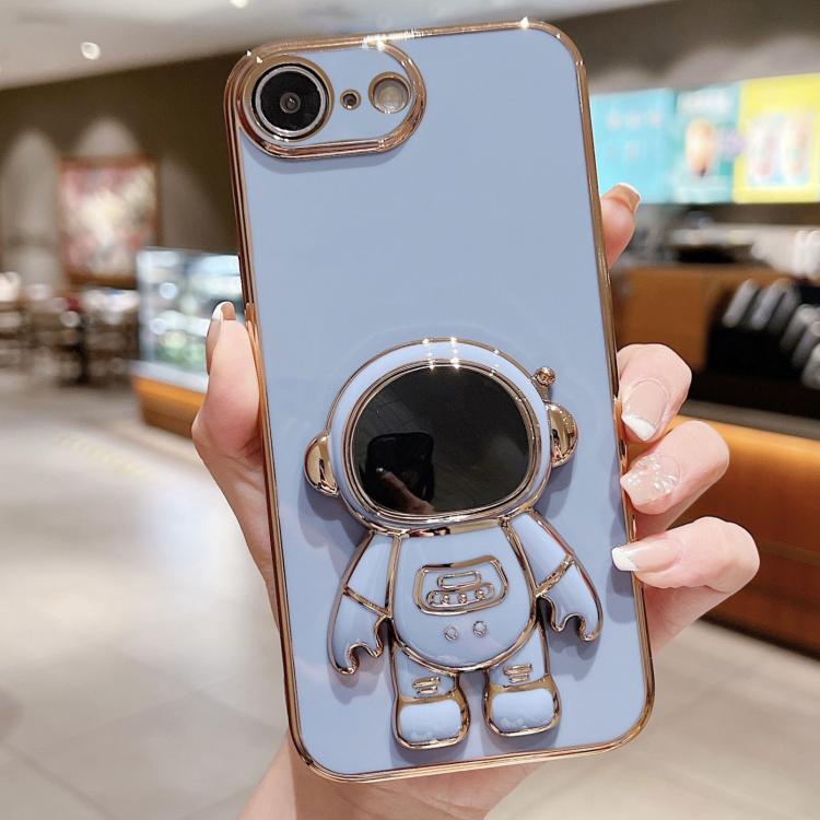 Caja del teléfono del soporte del astronauta de galvanoplastia, For iPhone 17e / 16e, For iPhone 17 Pro Max, For iPhone 17 Pro, For iPhone 17, For iPhone Air, For iPhone 16 Pro Max, For iPhone 16 Pro, For iPhone 16 Plus