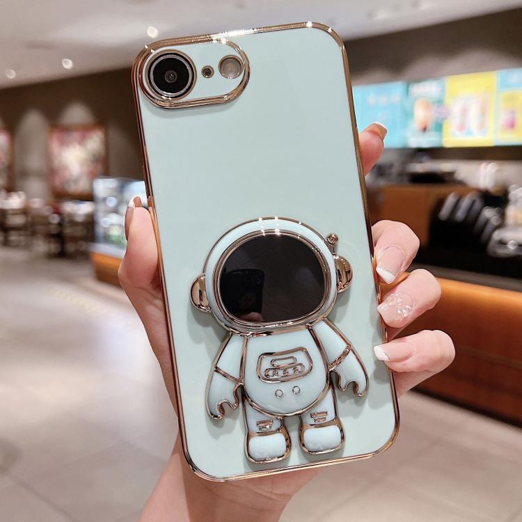 Caja del teléfono del soporte del astronauta de galvanoplastia, For iPhone 17e / 16e, For iPhone 17 Pro Max, For iPhone 17 Pro, For iPhone 17, For iPhone Air, For iPhone 16 Pro Max, For iPhone 16 Pro, For iPhone 16 Plus