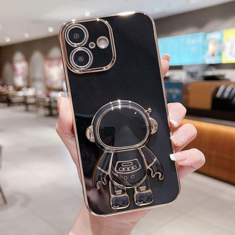 Caja del teléfono del soporte del astronauta de galvanoplastia, For iPhone 17e / 16e, For iPhone 17 Pro Max, For iPhone 17 Pro, For iPhone 17, For iPhone Air, For iPhone 16 Pro Max, For iPhone 16 Pro, For iPhone 16 Plus